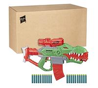 Nerf DinoSquad Rex-Rampage Motorised Dart Blaster, 10-Dart Clip, 20 Nerf Darts, 10-Dart Storage- T-Rex Dinosaur Design 8.6 x 61 x 34 cm, Multicolor,F0807F03