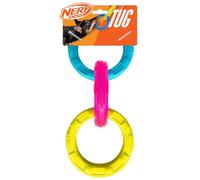 Nerf Dog 10.5in TPR 3-Ring Tug Dog Toy - Blue and Pink and Yellow