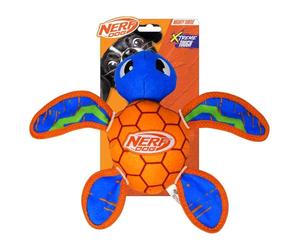 Nerf Dog 11in Extreme Edge Tough Plush Chew Turtle -Blue/Orange/Green