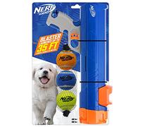 Nerf Dog 12in Blaster w/o Ball Clip 3 2in Squeak Tennis Balls - Opaque Blue/Orange/Gray and Orange and Blue and Green