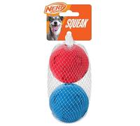 Nerf Dog (2-Pack Soccer Squeak Ball Dog Toy, Red/Blue, Small