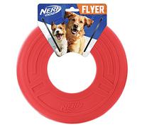 Nerf Dog Atomic Flyer Dog Toy, Flying Disc, Lightweight, Durable and Water Resistant, Great for Beach and Pool, 10 inch Diameter, for Medium/Large Breeds, Single Unit, Red
