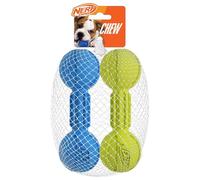 Nerf Dog Barbell Chew, Blue and Green, 2-Count