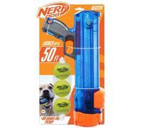 Nerf Dog Compact Tennis Ball Blaster Gift Set with 3 Balls, Great for Fetch, Hands-Free Reload, Launches up to 50 ft, Single Unit, Includes 3 Nerf