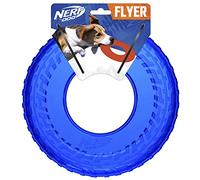 Nerf Dog Enhanced TPR Tire Flyer, 10-Inch Lightweight Flying Disc Fetch Toy for Dogs, Blue