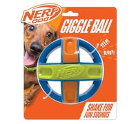 Nerf Dog Giggle Ball Interactive Squeaker Toy, 5-Inch Durable Dog Ball, Blue/Green/Orange