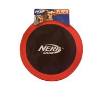 Nerf Dog Nylon Flyer Dog Toy, Flying Disc, Lightweight, Durable and Water Resistant, Great for Beach and Pool, 10 inch Diameter, for Medium/Large Breeds, Red and Black