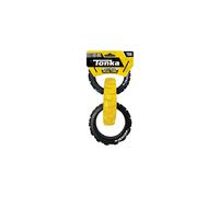 Nerf Dog Rubber 3-Ring Tug Dog Toy, Lightweight, Durable and Water Resistant, 10.5 Inches, for Medium/Large Breeds, Single Unit, Yellow/Black