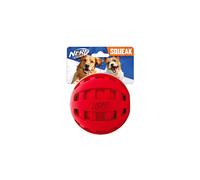 Nerf Dog Rubber Ball Dog Toy with Checkered Squeaker, Lightweight, Durable and Water Resistant, 4 Inch Diameter for Medium/Large Breeds, Single Unit,