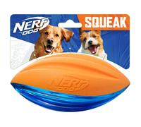 Nerf Dog Rubber Football Dog Toy with Interactive Squeaker Lightweight Durable and Water Resistant 6 Inches for Medium/Large Breeds Single Unit