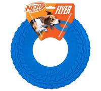 Nerf Dog Rubber Tire Flyer Dog Toy, Flying Disc, Lightweight, Durable, Floats in Water, Great for Beach and Pool, 10 Inch Diameter, for Medium/Large Breeds, Single Unit, Blue, Original