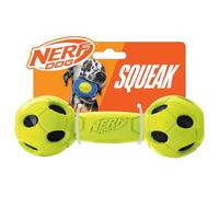 Nerf Dog Rubber Wrapped Bash Barbell, Medium-Size Durable Fetch Toy for Dogs, Green
