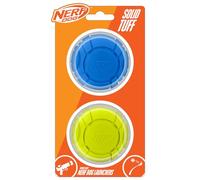 Nerf Dog Sonic Ball Set for Fetch, 2.5-Inch Solid Foam Durable Dog Toys, Light Blue/Green (2-Pack)