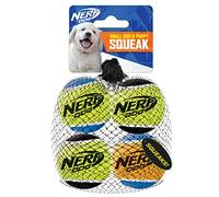 Nerf Dog Tennis Ball Dog Toys with Interactive Squeaker, Lightweight, Durable and Water Resistant, 1.75 Inches, For Small Breeds, Mixed Colors, 4 Count(Pack of 1)
