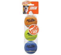 Nerf Dog Tennis Balls with Built-In Squeaker, 2.5-Inch Durable Fetch Toys for Dogs, Blue/Yellow/Orange (3-Pack)