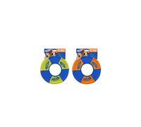 Nerf Dog Toss and Tug Ring Dog Toy, Flying Disc, Lightweight, Durable and Water Resistant, 9 Inch Diameter, For Medium/Large Breeds, Two Pack, Green