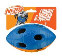 Nerf Dog TPR Bash Football with Crunch Sound, 6-Inch Durable Fetch Toy for Large Dogs, Blue/Orange