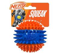 Nerf Dog TPR Spike Ball with Loud Squeaker, 2.7-Inch Durable Fetch Toy for Dogs, Orange/Blue