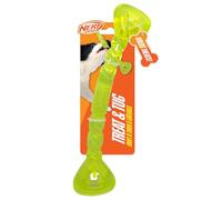Nerf Dog Treat Dispensing Bone, 11-Inch Durable Chew and Fetch Toy for Dogs, Green