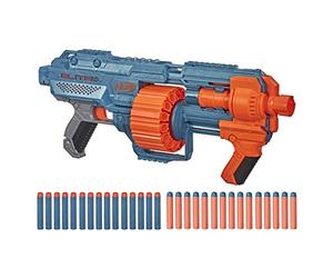 NERF Elite 2.0 Shockwave RD-15 Blaster, 30 Darts, 15-Dart Rotating Drum, Pump-Action Slam Fire, Built-in Customizing Capabilities