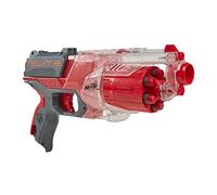 Nerf Elite Disrupter Blaster, 6-Dart Rotating Drum, 6 Nerf Elite Darts, Slam Fire, Translucent Red, Amazon Exclusive, Multicolor, F2694