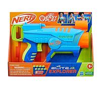 Nerf Elite Jr Explorer Easy-Play Toy Blaster, Easy Hold & Load & Blast, 8 Nerf Elite Darts, For 6 Year Old Boys & Girls