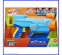 Nerf Elite Jr. Elite Jr Explorer Easy-Play Toy Blaster, Easy Hold & Load & Blast, 8 Elite Darts, For 6 Year Old Boys & Girls