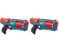 Nerf Elite Strongarm Orange Blaster,Rotating Barrel, Slam Fire, 6 Official Nerf Elite Darts, for Kids, Teens, Adults [Amazon Exclusive] - Amazon Exclusive (Pack of 2)