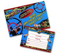 Nerf Gun Party Invitations Pack & Envelopes (WRITE ON) PACK OF 15