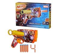 Nerf Marvel Iron Man Dart Blaster with 2-Dart Capacity, Pull-Back Priming & 4 Official N1 Foam Darts, Marvel Avengers Toy Blaster for Kids 8+, Foam D