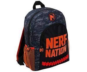 Nerf Nation Backpack Boys Back to School Rucksack Kids Bag for College Large Double Pockets with Nerf Bullets Holder