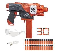 NERF Pro Stryfe X Dart Semi-Auto Blaster, Rechargeable LiPo Battery, 30 AccuStrike Half-Length Darts, 15-Dart Magazine, 150 FPS, Eyewear, 14+ (Amazon Exclusive)
