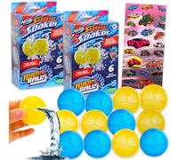Nerf Super Soaker Hydro Balls - Bundle with 6 Nerf Super Soaker Refillable Balls for Pool, Backyard Play Plus Stickers for Kids, Boys, Girls | Nerf Reusable Water Balloons Set