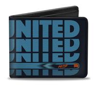 Nerf Wallet, Bifold, Nerf United Repeat and Dart Black Blue Orange, Vegan Leather