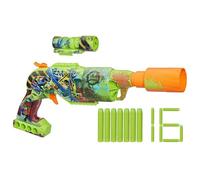 Nerf Zombie Driller Dart Blaster, 16 Nerf Elite Darts, Rotating 5 Dart Cylinder, Removable Scope, Outdoor Games, Ages 8+