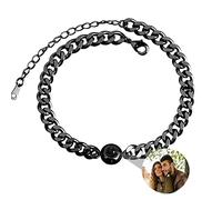 Nergaebe Custom Photo Bracelets for Couples, Personalised Picture Bracelets with Circle Photo Projection for Women & Men - Anniversaries, Birthdays, Christmas & Father's Day