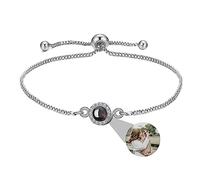 Nergaebe Personalised Photo Bracelets with Picture inside, Customized Projection Bracelets with Photos for Women Men, Circle Picture Bracelet for Mother's Day Birthdays Anniversary Christmas