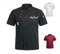 Nergaebe Personalized Chef Coat for Men Women (Dark Black)