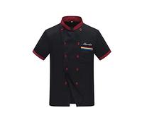 Nergaebe Personalized Chef Coat Short Sleeve Food Service Chef Jacket Custom Restaurant Work Uniform Shirt for Men Women