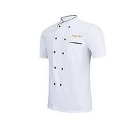 Nergaebe Personalized Chef Coat Short Sleeve Food Service Chef Jacket Custom Restaurant Work Uniform Shirt for Men Women