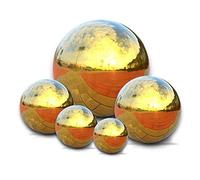 Nerien Gazing Ball, Stainless Steel Garden Mirror Globe, Polished Ornament Sphere, Hollow Floating Reflective Hemisphere, for Home Outdoor Pond Housewarming Swimming Pool Decoration, Gold, 5Pcs Mix