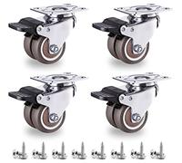 NERILEE 2" Heavy Duty Casters Wheels,Total Load 880Lbs Pack of 4 with Brake No Floor Marks Silent Rubber Castor Swivel Castor, for Moving Furniture/Table/Trolley/Workbench or Pallet Swivel Wheels