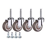 NERILEE 2 Inch Rubber Caster Wheel Set of 4 with 5/16" x 1-1/2"" (8 x 38mm) Stem and 20mm Dia Sockets, for Furniture Crib Trolley Dining Car Casters