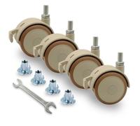 NERILEE 2" Stem Casters Replacement Casters 4Pcs Threaded Swivel Furniture Caster Wheels with Brakes 90Lbs (M6-1.0x15mm)