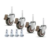 NERILEE Rubber Caster Wheel 1.5 Inch Set of 4 Stem Casters 5/16" x 1-1/2" (8 x 38mm) Stem and 20mm Dia Sockets, Industrial Castors Locking for Furniture Crib Trolley Dining Car Casters