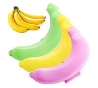 Nerissa 3 Piece Banana Case Interesting 19cm Banana Holder Protector Storage Box Reusable Guard Big Saver for Outdoor Travel Fruit Keep Fresh Red, Yellow, Green (D50)