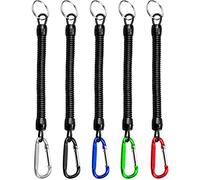 Nerissa 5 Pcs Stretchy Spiral Keyring Bungee Keyring Spiral Keychain Safety Spring Key Holder with Carabiner Clip for Backpack, Keys, Phone, Wallet, Fishing Tool