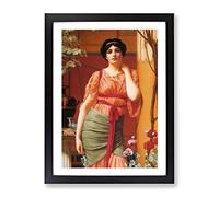 Nerissa By John William Godward Classic Painting Framed Print | A3 Black Framed Wall Art | Ready to Hang | Classic Historical Picture | Living Room Bedroom Lounge Office