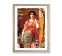 Nerissa By John William Godward Classic Painting Framed Print | A3 Oak Framed Wall Art | Ready to Hang | Classic Historical Picture | Living Room Bedroom Lounge Office