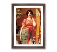 Nerissa By John William Godward Classic Painting Framed Print | A3 Walnut Framed Wall Art | Ready to Hang | Classic Historical Picture | Living Room Bedroom Lounge Office